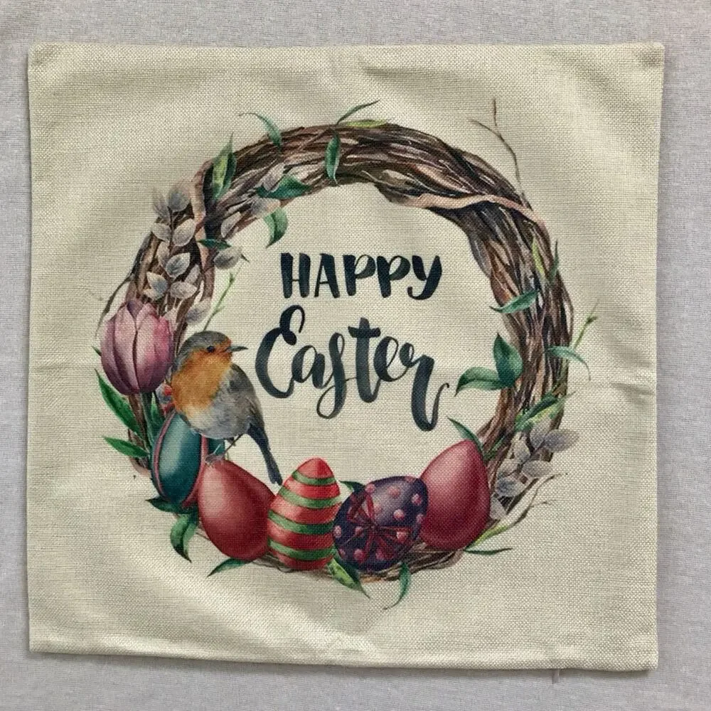 Easter Bunny & Egg NWT 4 Decorative Pillow Cases Spring Farmhouse Floral